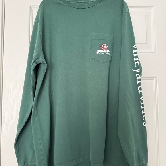 Vineyard Vines Forest Green Long Sleeve Xmas Tee - Picture 1 of 6